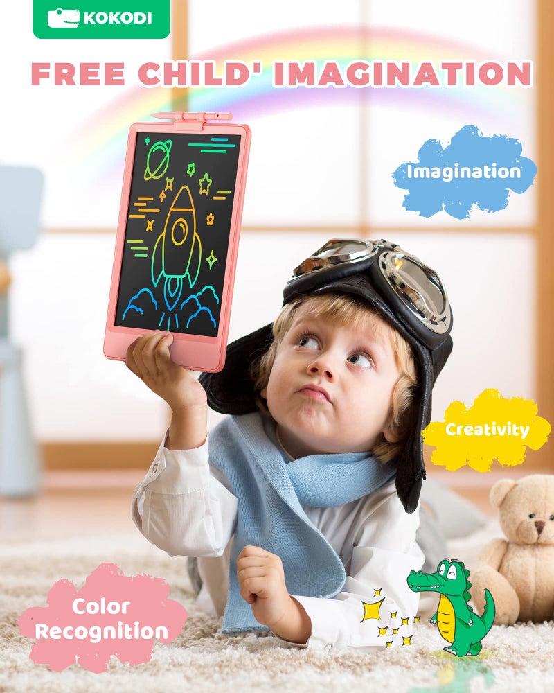 KOKODI LCD Writing Tablet, 8.5 Inch Toddler Doodle Board Drawing Tablet, Erasable Reusable Electronic Drawing Pads, Educational and Learning Toy for 3-8 Years Old Boy and Girls (Pink) - Image 3